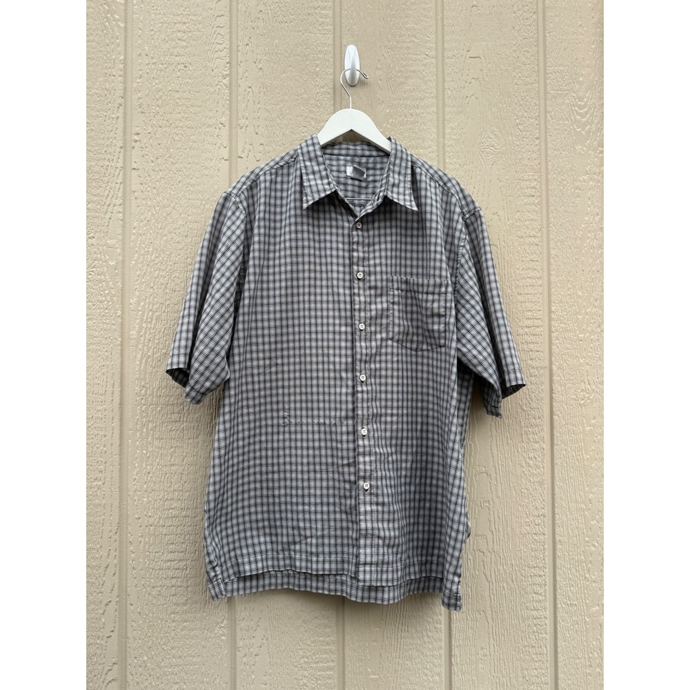 No Fear XL Shirt Vintage Skater Plaid Viscose Blend Short Sleeve Button Up